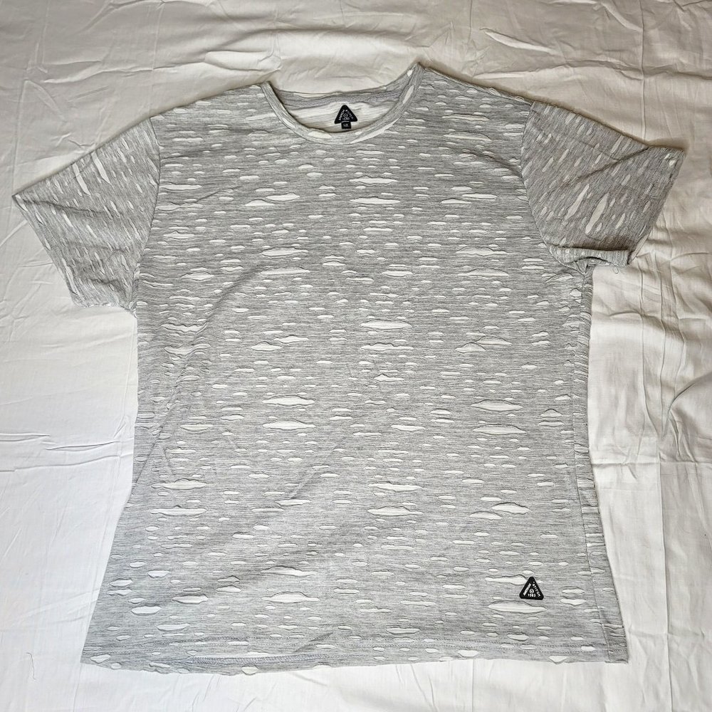 American Stitch Men's XXL Gray Destructed Short Sleeve Tshirt